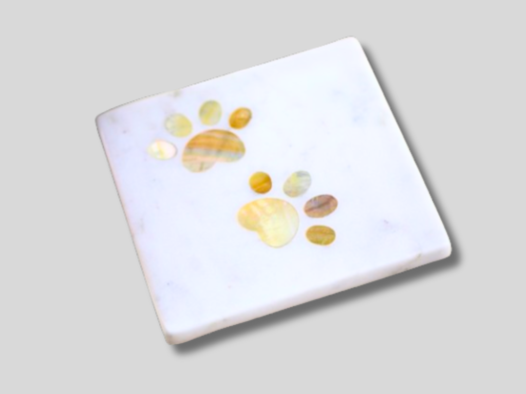 Adorable Marble Set Of Coaster Inlay Work Gemstones Thanksgiving Gift